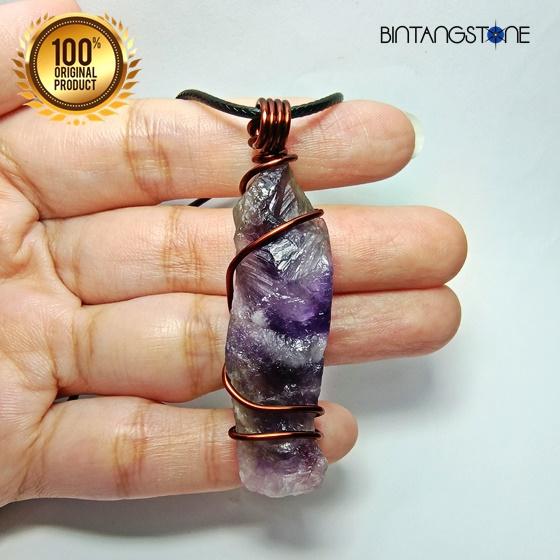 Kalung Batu Alam Chevron Amethyst Junder Uruguay Asli Kristal Brazil Bandul Pendulum Dream Amethyst 