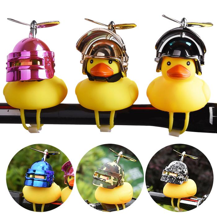 Bicycle Bell Small Yellow Duck With Helmet And Propeller 2 Lighting