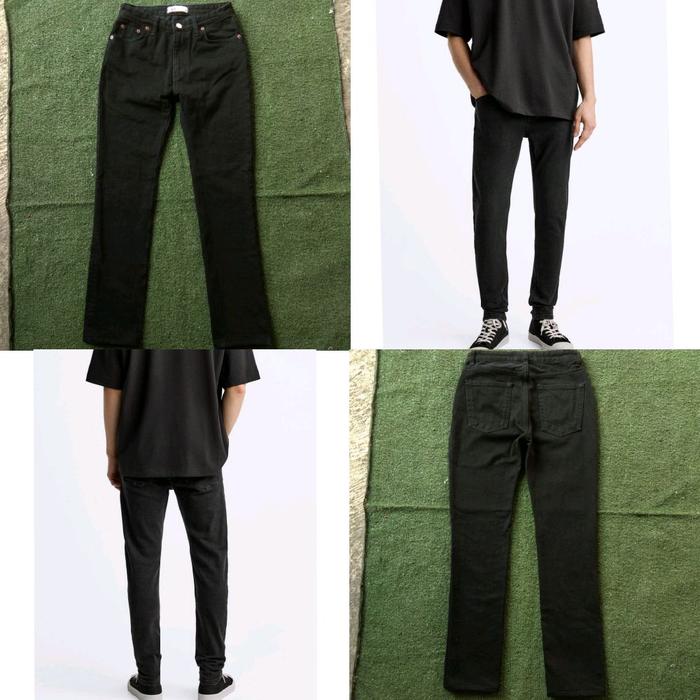 Zara Man Super Black Slimfit Denim Celana Jeans Hitam Original Preloved no Uniqlo
