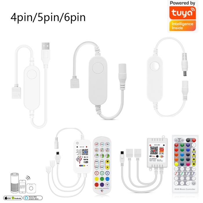 Tuya Wifi LED Controller DC5V 12V 24V 5050 RGB/RGBW/RGBCCT Led Strip