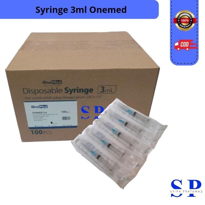 Per Box Spuit 3cc One Med | Syringe 3ml Onemed isi 100pcs