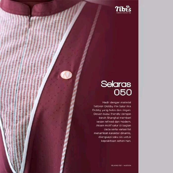 Gamis Nibras Terbaru Warna Marun Cantik Selaras 050 Maroon Bahan Dobby dan Salur Baju Muslimah Busui