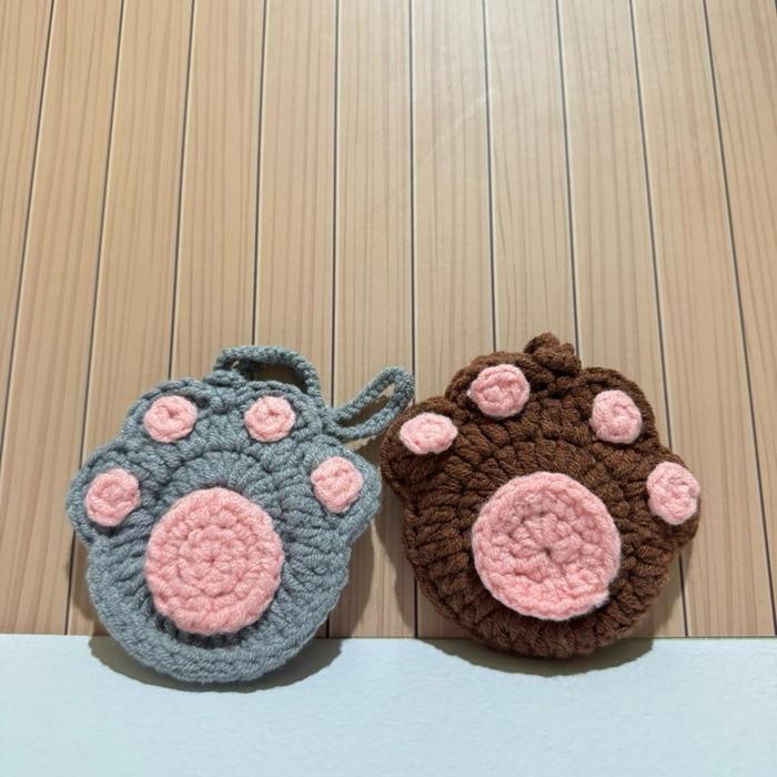 Paw Cat Earphone Pouch Crochet / Pouch Earphone / Pouch Rajut