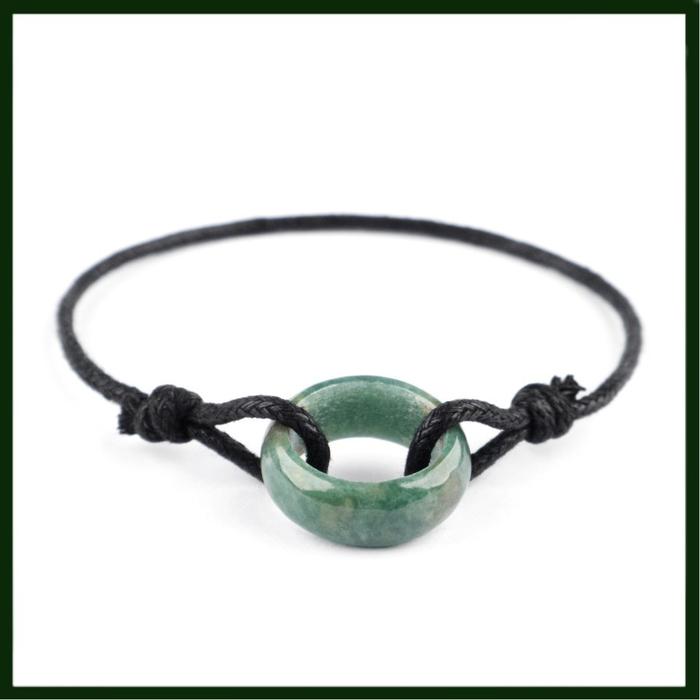 Gelang Tali Keren Batu Giok Hijau Asli Natural Jadeite Jade Bangle Pria Wanita Viral