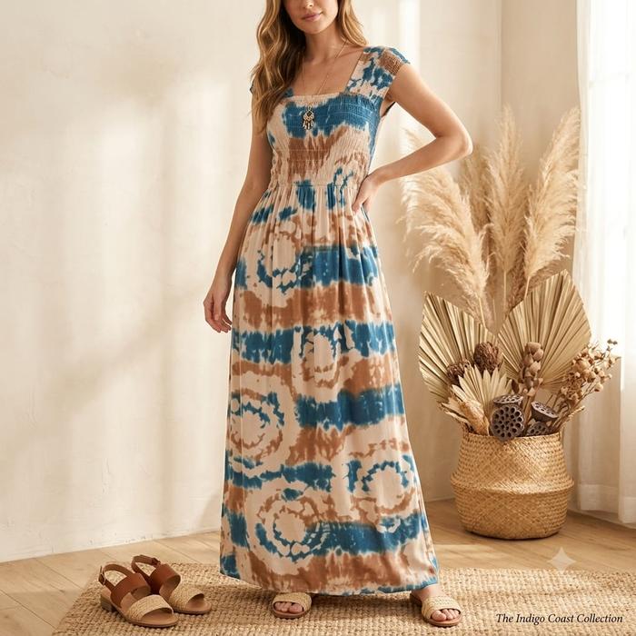 D'Laku/FikaBohamian Biru/Rayon/Smok/DasterKekinian/Panjang/DasterFika