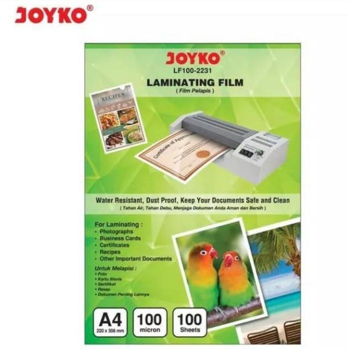 Plastik Laminating A4 100 Micron Joyko / (1pak)