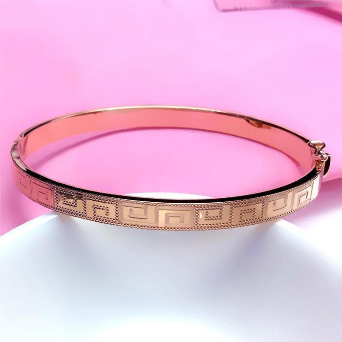 585 Purple Gold Plated 14K Rose Gold Geometric Bracelet for Women Ethnic Classic Glamour Engagement 