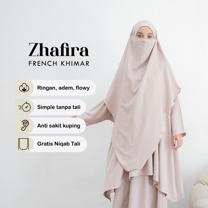 Maslaha Niqab | (ZHAFIRA SERIES) - Zhafira Long French Khimar | Long FK Instant Umroh Shamira Stretc