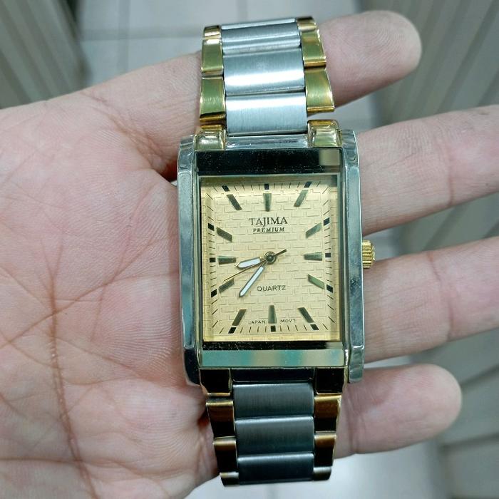jam tangan pria Tajima silver kombinasi gold water resist original siap pakai kondisi mulus