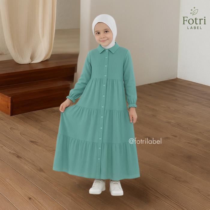 Gamis Anak Perempuan Tanggung 8 9 10 11 12 Tahun / Midi Dress Kemeja Susun Polos Cewek Syari Kids Mu