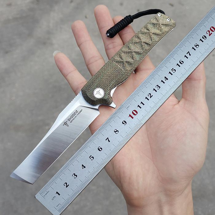 SHOOZIZ 14C28N steel tactical folding knife Linen Miktar handle ball