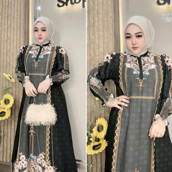 Dress Zikra Bahan Sabrina Anti UV Dress Motif Terbaru Dress RSM