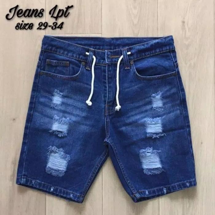Celana Pendek Jeans Sobek Pria Dewasa - Denim Brotshot Keren, Celana Levis Pendek Cowok (BANDUNG JEA