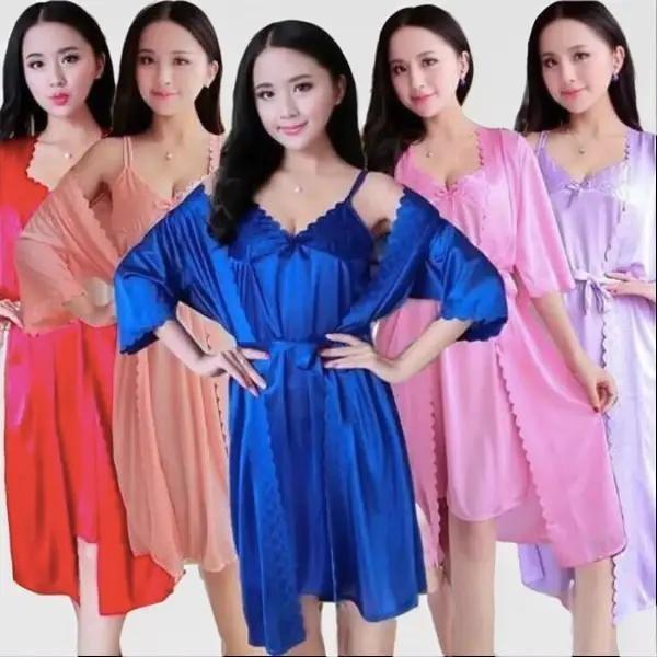 Kimono dan Lingerie 2 in 1 Baju Tidur Dinas Malam Lingeri Sexy Lengkap Satin Halus Jahitan Rapi Polo