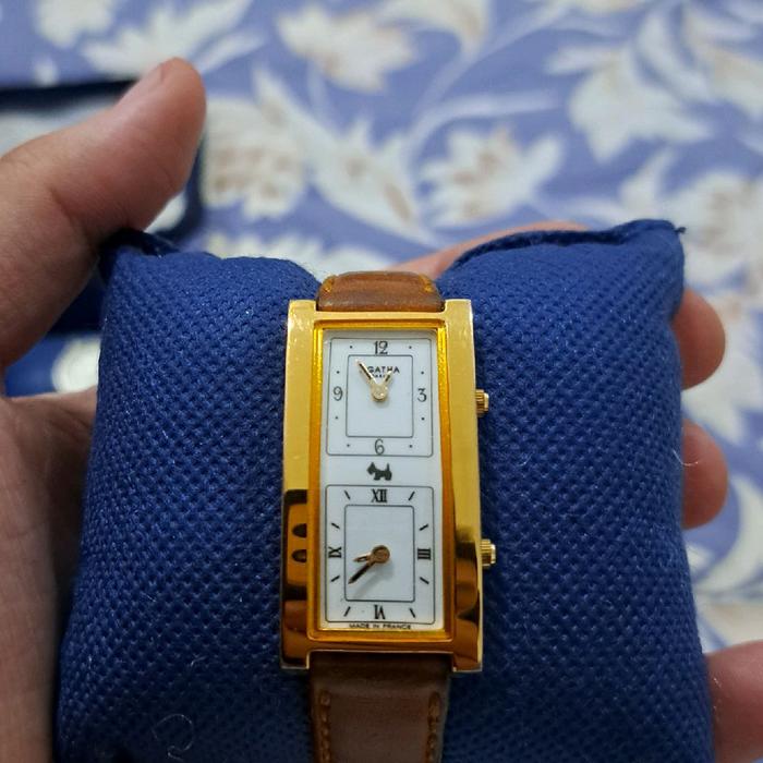 jam tangan agatha france dual time tank 18k gold plated movement swiss quartz alba seiko orient citi