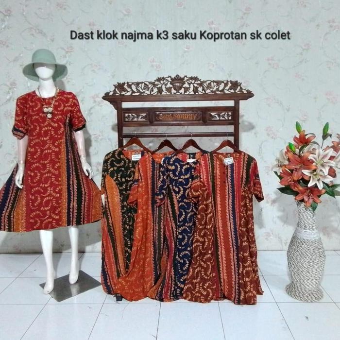 [Sammy] Daster Klok Batik Cap Rayon Premium - Busui, Wanita, Dress, Motif - Pendek, Bumil, Kancing, 