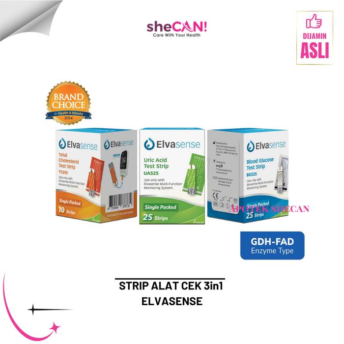ISI ULANG Strip Elvasense EMS10 Gula Darah Kolesterol Asam Urat GCU Refil