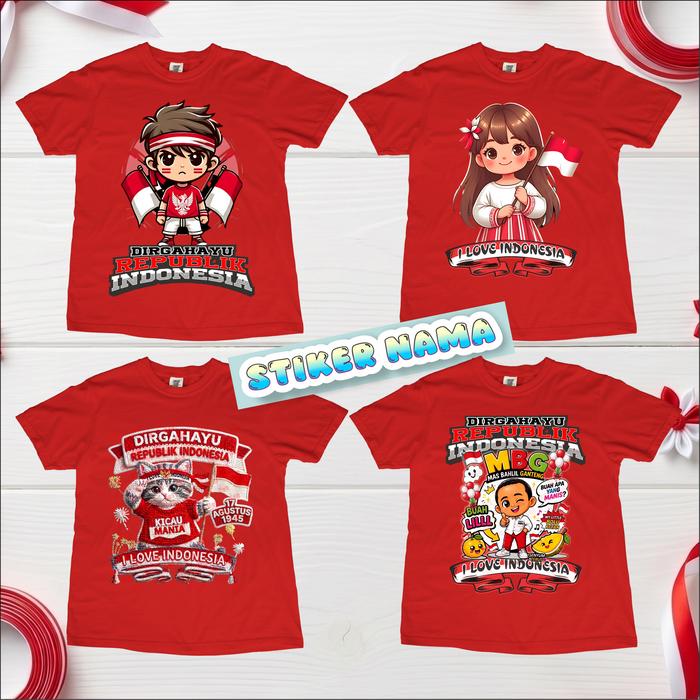 [FREE STIKER NAMA] Kaos 17an Kaos anak 17an Kaos anak kemerdekaan  Fashion