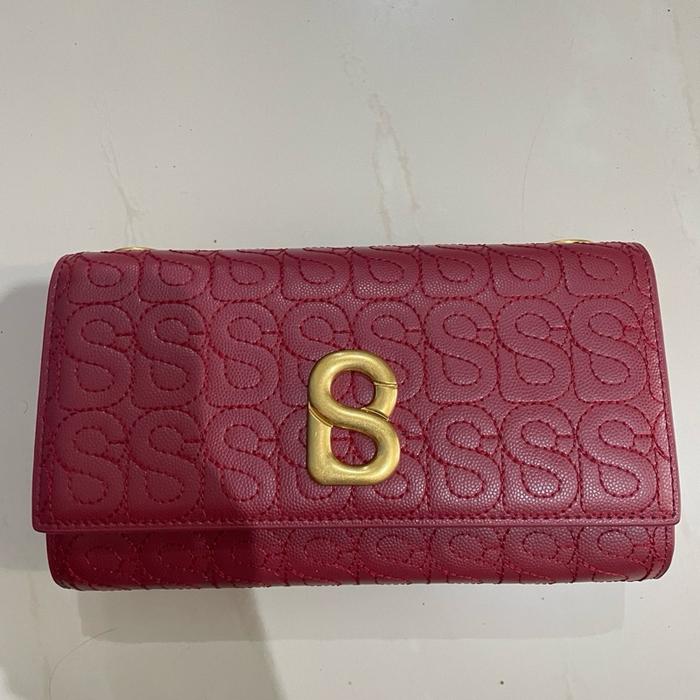 Buttonscarves as is luna chain wallet red no deffect dapat dustbag Slingbag Kulit