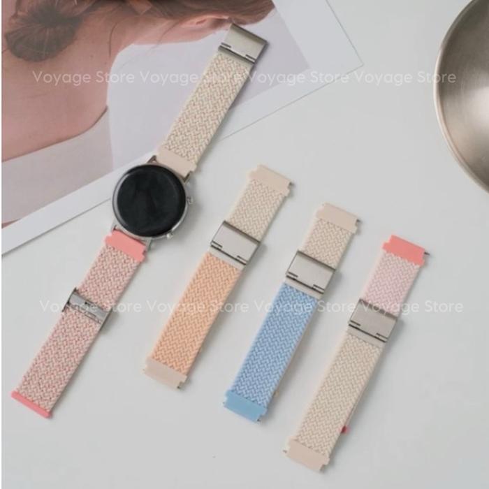 Nylon dual tone strap elastis cocok untuk jam tangan Samsung Galaxy Watch classic 3 4 5 6 7 PRO clas