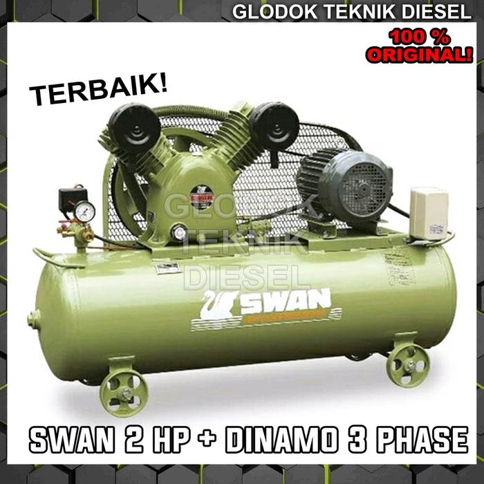 Swan Kompresor 2 HP + Dinamo Motor 3 Phase Elektromotor 202 Original Terbaik