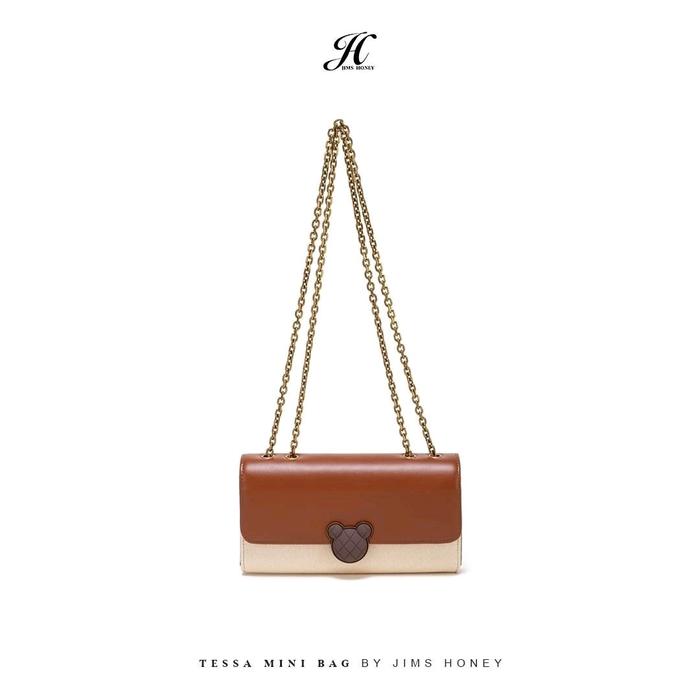 Tessa mini bag jimshoney lucu mickey Kulit Selempang Wanita Slingbag tas coklat bottega task ondanga