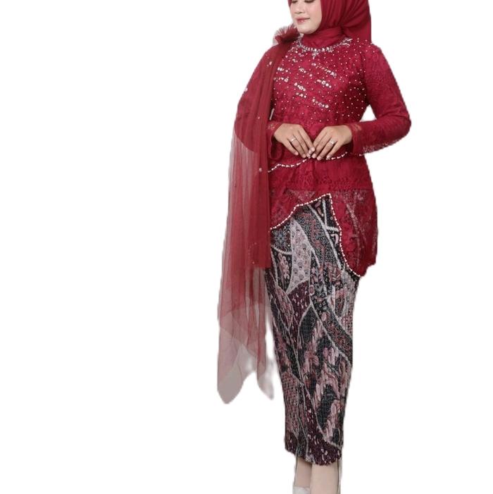 KEBAYA BERUKAT MODEL SELENA SELENDANG MUX CERUTY BISA DI LEPAS DAN PAYET JAHIT TANGAN Dress Wanita P