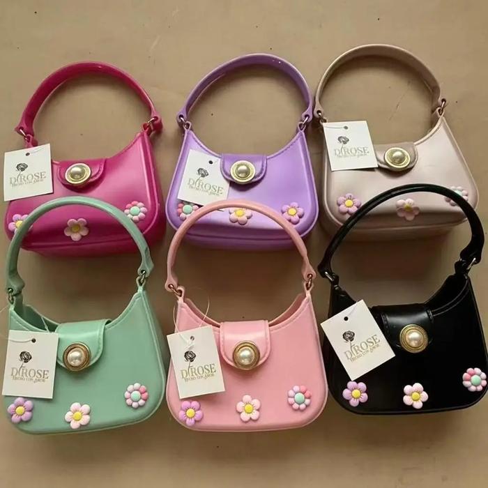 Korea Bag Tas Jeli Mini Trendy DROSE dengan Sticker Lucu KBSAS4620 Tas Selempang Tali Rantai