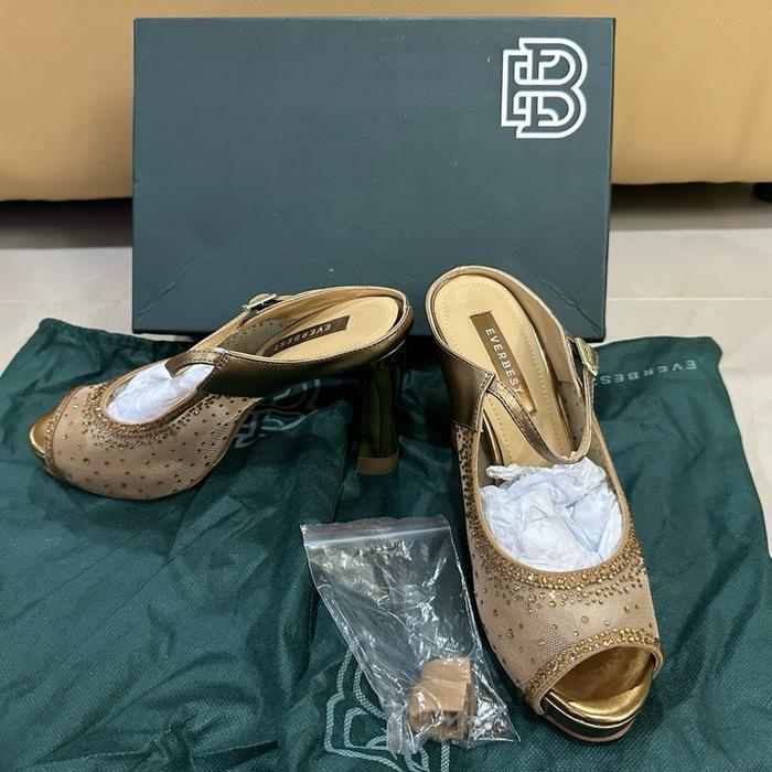 Sepatu Wanita Hak Tinggi High Heel Everbest Wolbina Gold Bronze - Second Bekas Preloved Like New