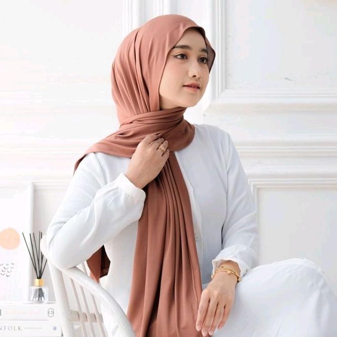 Pashmina Kaos Jersey 50 Warna | Pasmina Kaos Flowy | Hijab Jilbab Muslim Kerudung Instan Panjang Khi