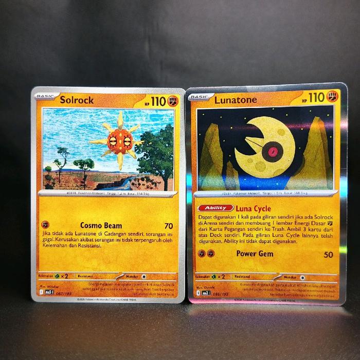 Solrock (basic) 087/193 & Lunatone (foil) 086/193 MA3 Impian ex NM/M - Pokemon TCG Indonesia