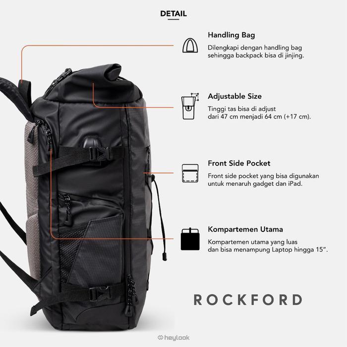 Tas Outdoor Pria Waterproof Backpack Rockford Heylook - Tas Anti Air