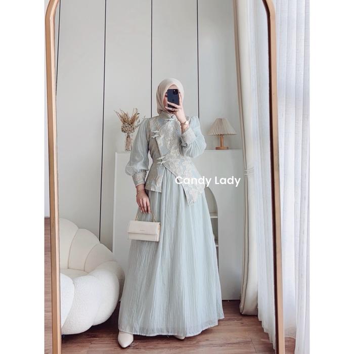 CANDY LADY Adiva Cheongsam Maxi / Gamis Wanita Terbaru Dress Kondangan Premium Bestseller