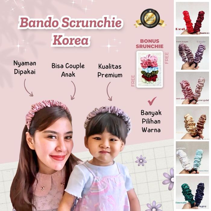 Bando srunchie korea/bando satin kerut hanuna headband Anak Fashion Karet