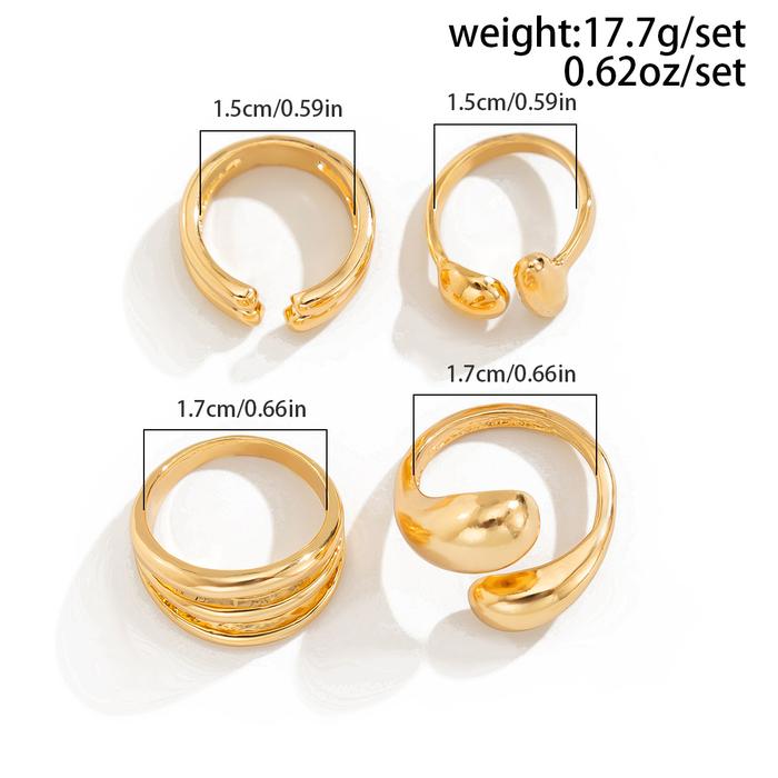 DIEZI 4pcs/set New Hip Hop Metal Finger Rings For Women Girls Men Punk Gold Silver Color Geometric K