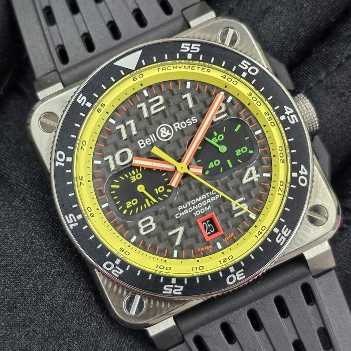 Jam tangan Automatic Swiss Chronograph Bell & Ross BR 03-94 RS19 Stainless steel Rubber & Nilon Elas