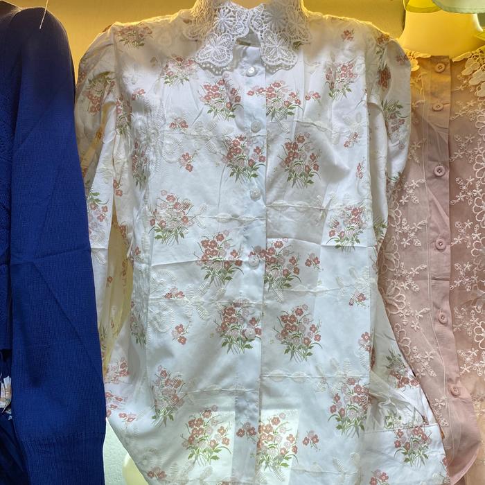 Blus kemeja katun bkk bordir bunga