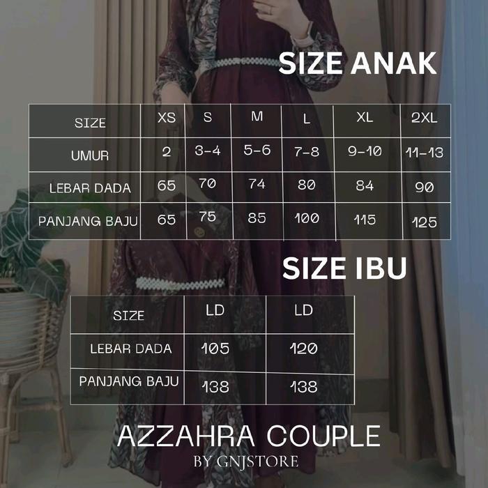 AZZAHRA - GAMIS COUPLE Ceruty Baby DoLL ibu & anak ((DIJUAL SATUAN)))