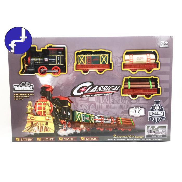 Mainan Anak Kereta Api Rail King Classical Kereta Uap Jadul 14 pcs Locomotive Tenaga Uap