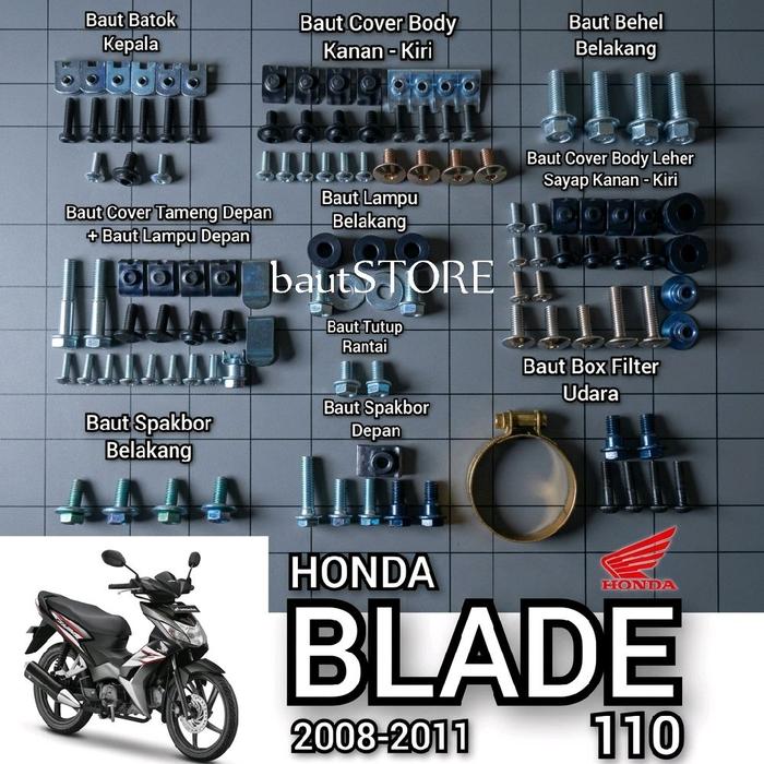 Honda Baut Blade 110 2008-2011 Kualitas Terbaik untuk Body, Lampu, & Spakbor Depan Belakang Motorcyc
