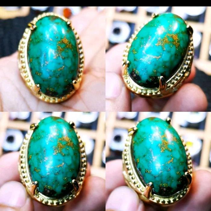 cincin permata natural virus serat emas persia dengan ring super jumbo