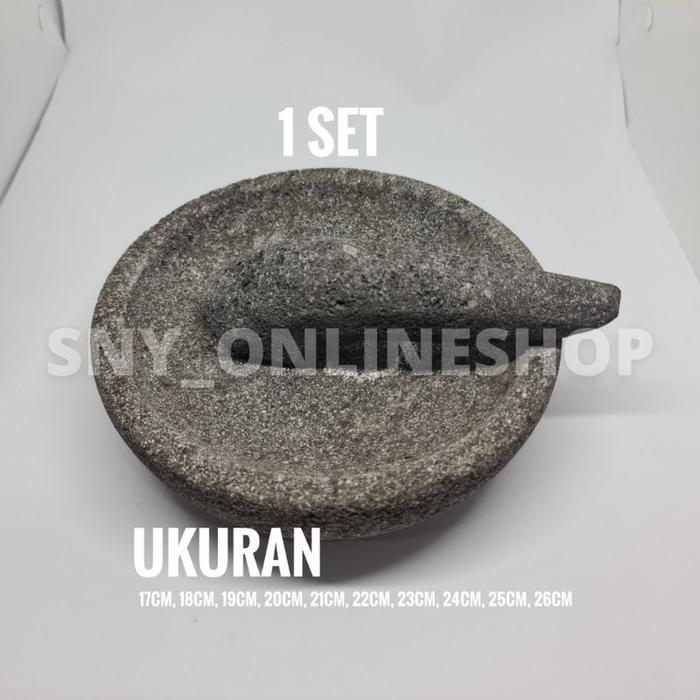 Cobek Batu Asli + Ulekan (1 Set)