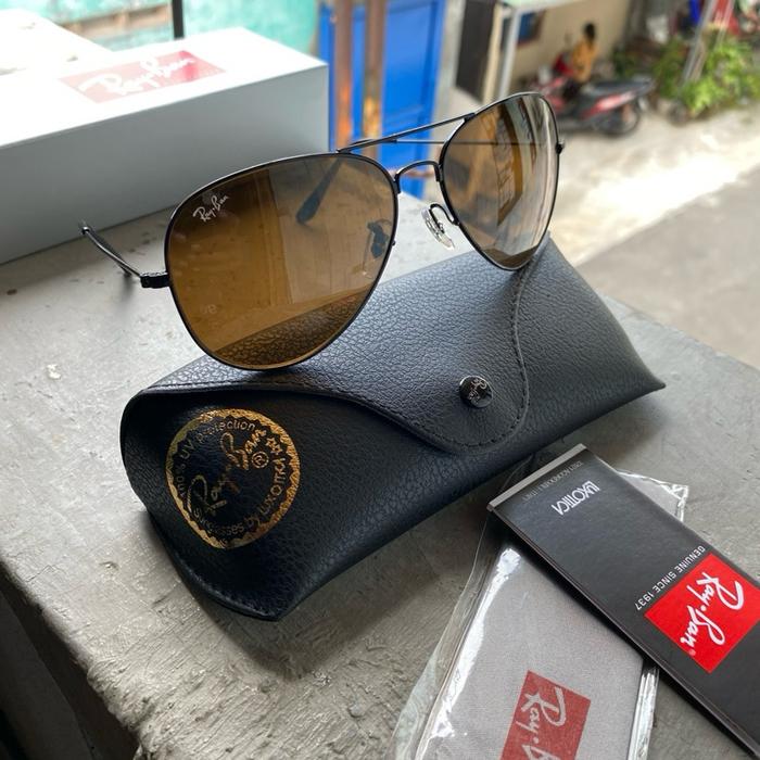 kacamata rayban Rb 3026 aviators frame hitam kaca coklat sz 62
