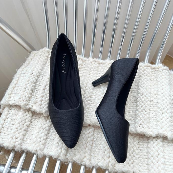 Laviola 2475 Ffs- Sepatu Pantofel Heels Wanita Hak 7 Cm Hitam Shoes