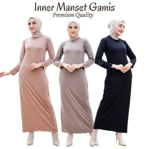 Manset Gamis Inner Span Maxy Lengan Panjang Dalaman Wanita Muslimah Spandek Fit Body Nyaman Bahan El