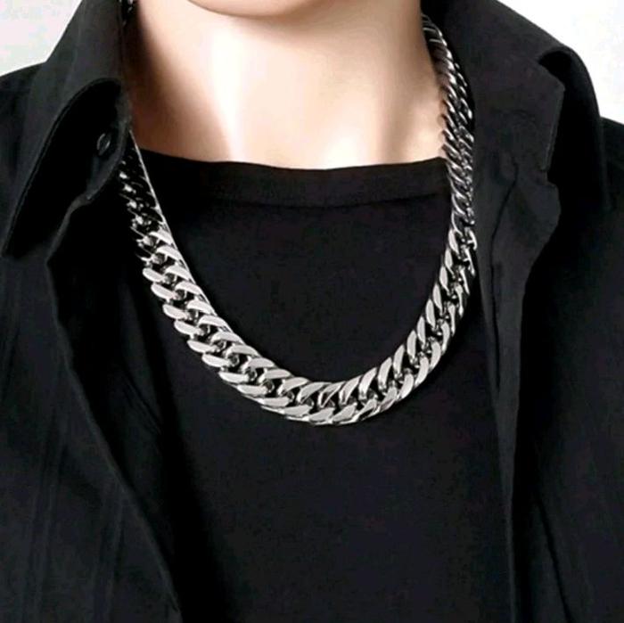 ((HARGA PROMO)) kalung rantai pria besar SILVER dengan desain elegan untuk pria dan wanita anti lunt