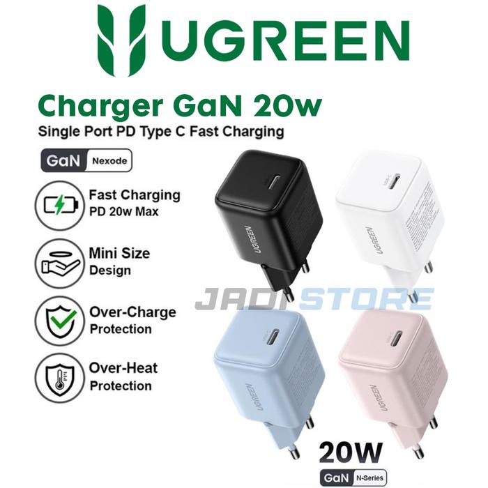 UGREEN Kepala Batok Adaptor Adapter Charger N Series GAN 20W Iphone Smartphone Type-C Type C Tipe C 