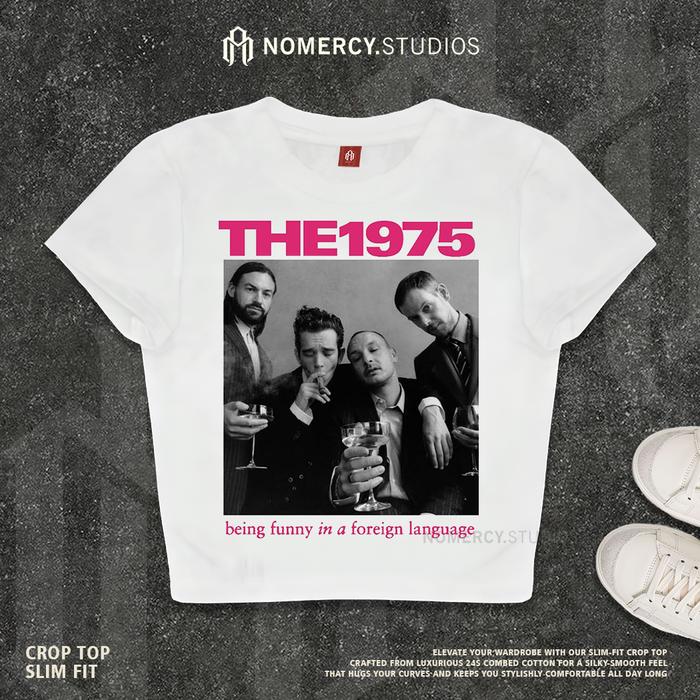 NOMERCY.STUDIOS - CROP TOP THE 1975 BEING FUNNY | BAND METAL MUSIK ROCK | GRUNGE CROPTOP PUTIH SKENA