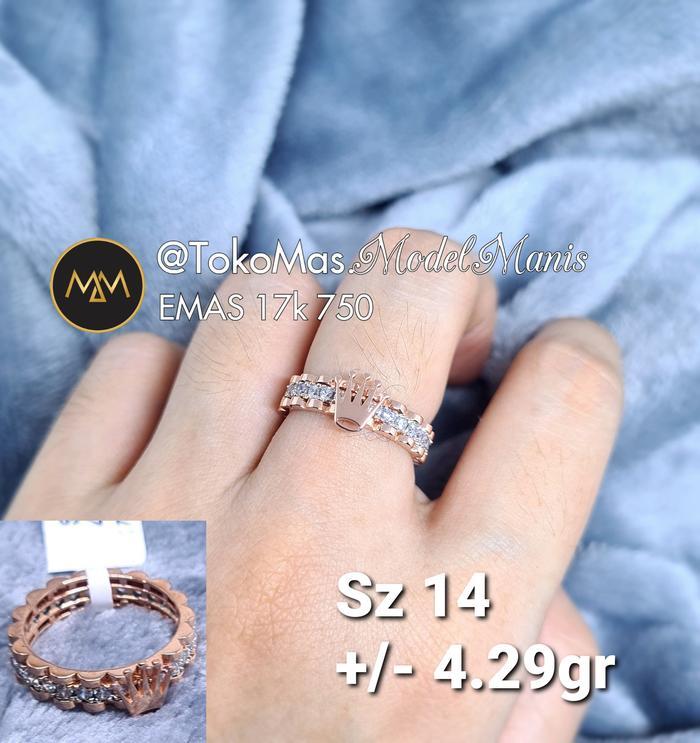 CINCIN CROWN ROLEX EMAS ROSEGOLD 750 KADAR 17K