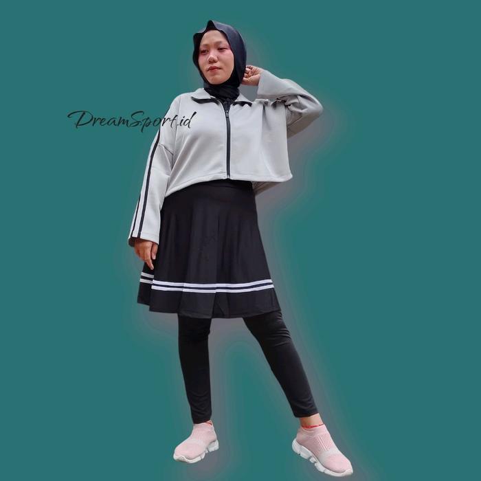 Stelan Jaket Casual Crop Top + Legging Uncle West